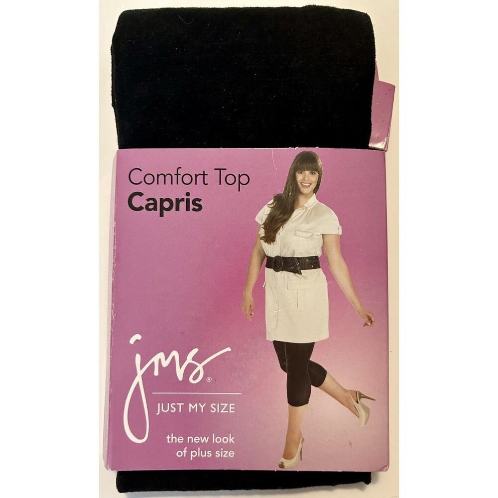 Just My Size 89004 Comfort Top Capri Hosiery Black -- 4X For Up To 300 lbs